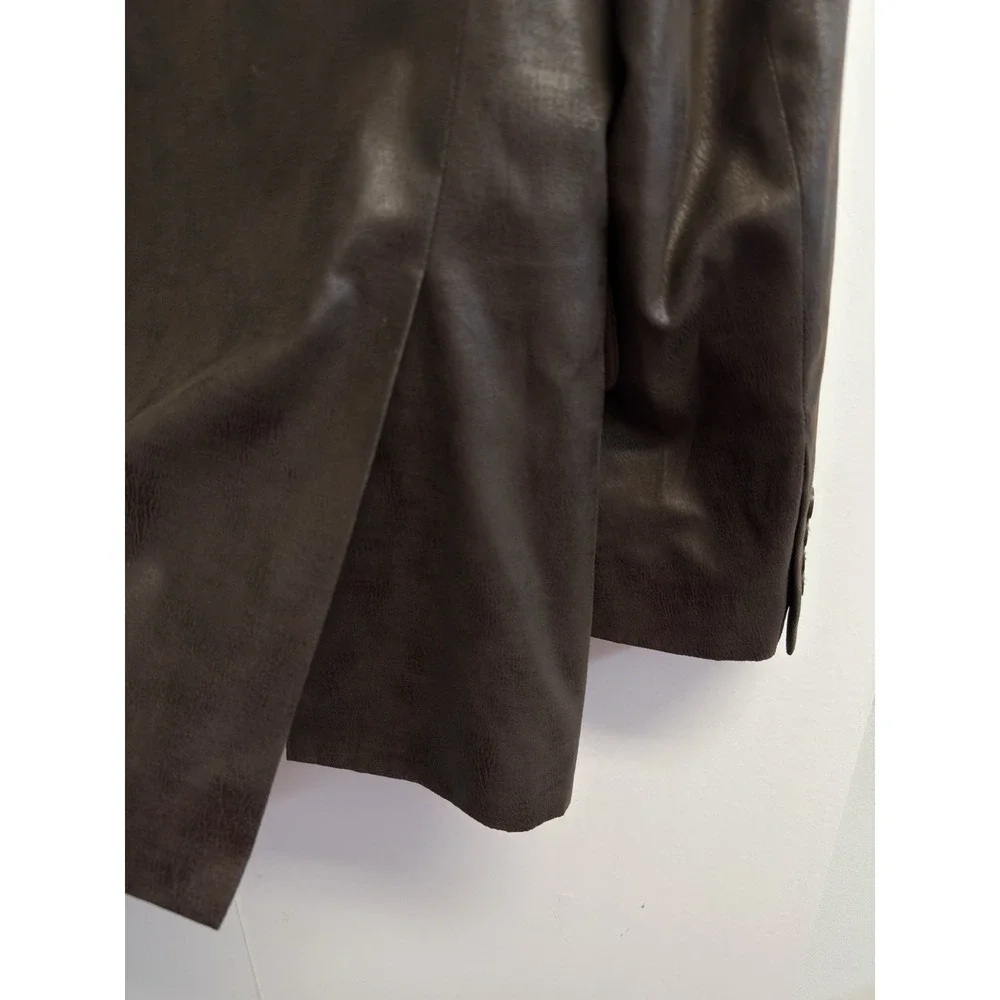 Andrew Fezza Blazer Sport‎ Coat Men's 42R Brown Faux Vegan Leather Suit Jacket